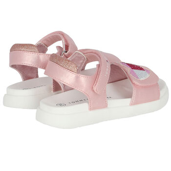 Girls Rose Gold & White Heart Sandals