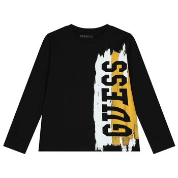 Boys Black Logo Long Sleeve Top
