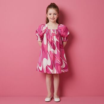 Girls Pink & Purple Ruffled Marmo Dress