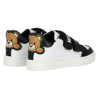 White & Black Teddy Bear Logo Trainers, 1, hi-res