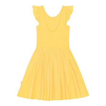 فستان بنات كلاوديا بكشكشة باللون الأصفر