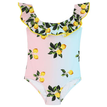 Girls Pink & Blue Lemon Swimsuit