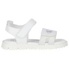 Girls White Logo Sandals, 1, hi-res
