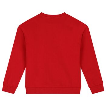 Girls Red Embellished Logo Sweatshirt