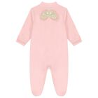 Baby Girls Pink Wings Velour Babygrow, 2, hi-res