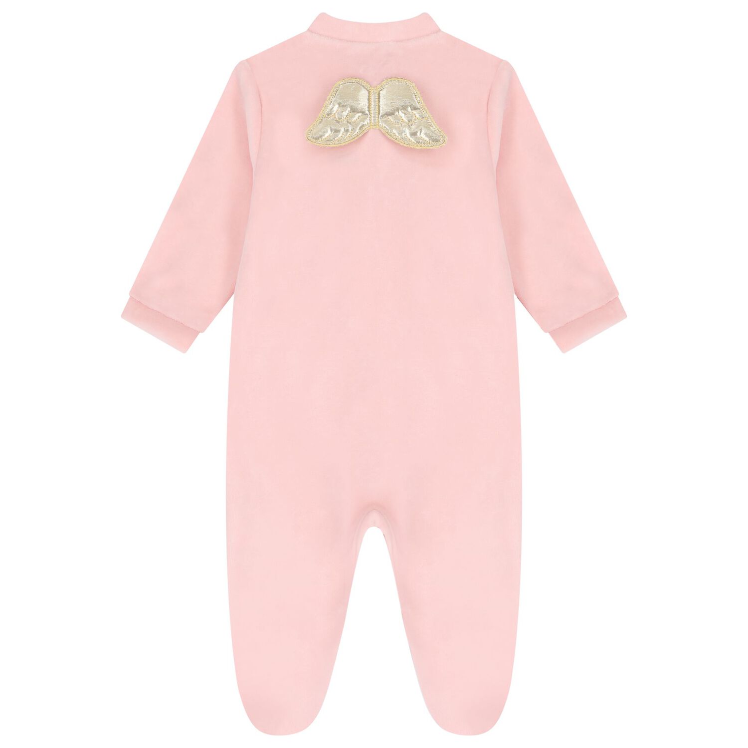 Baby Girls Pink Wings Velour Babygrow, 2, hi-res