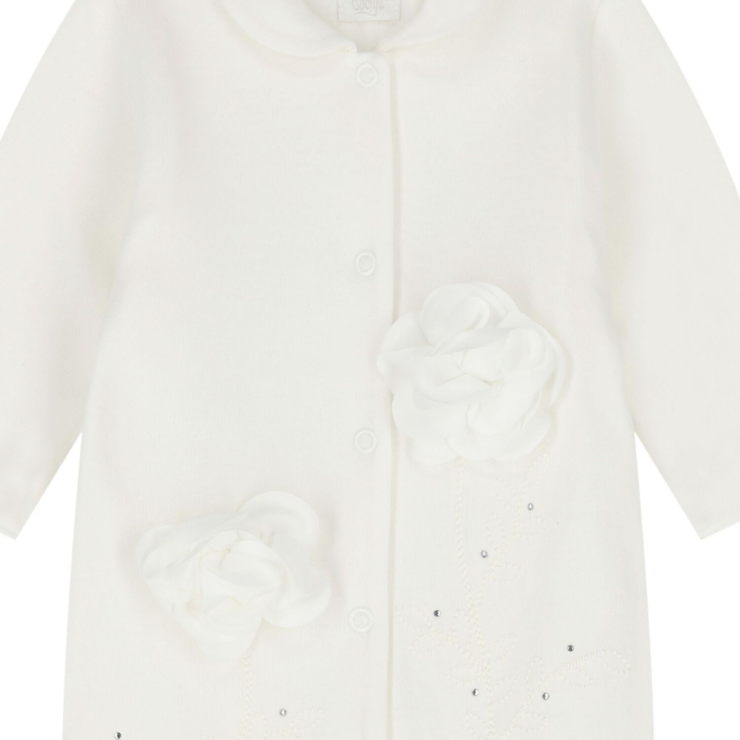 Baby Girls Ivory Embellished Rose Babygrow, 1, hi-res