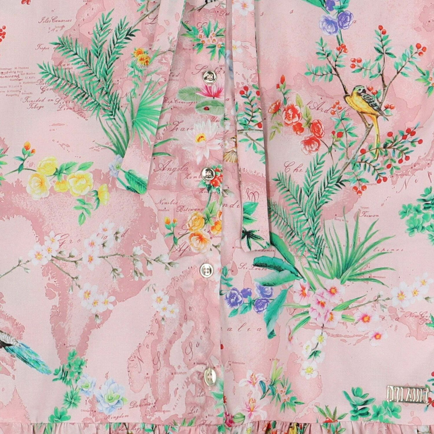 Girls Pink Floral Geo Map Dress, 1, hi-res