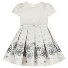 Girls Ivory Floral Jacquard Dress, 1, hi-res