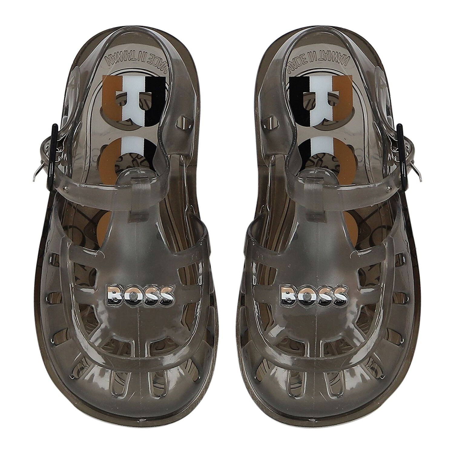 Boys Black Logo Jelly Sandals, 1, hi-res image number null