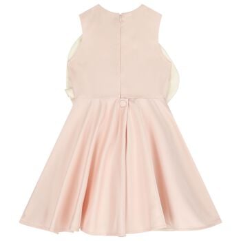 Girls Pink Flower Satin Dress