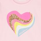 Girls Pink Embellished Heart T-Shirt, 1, hi-res
