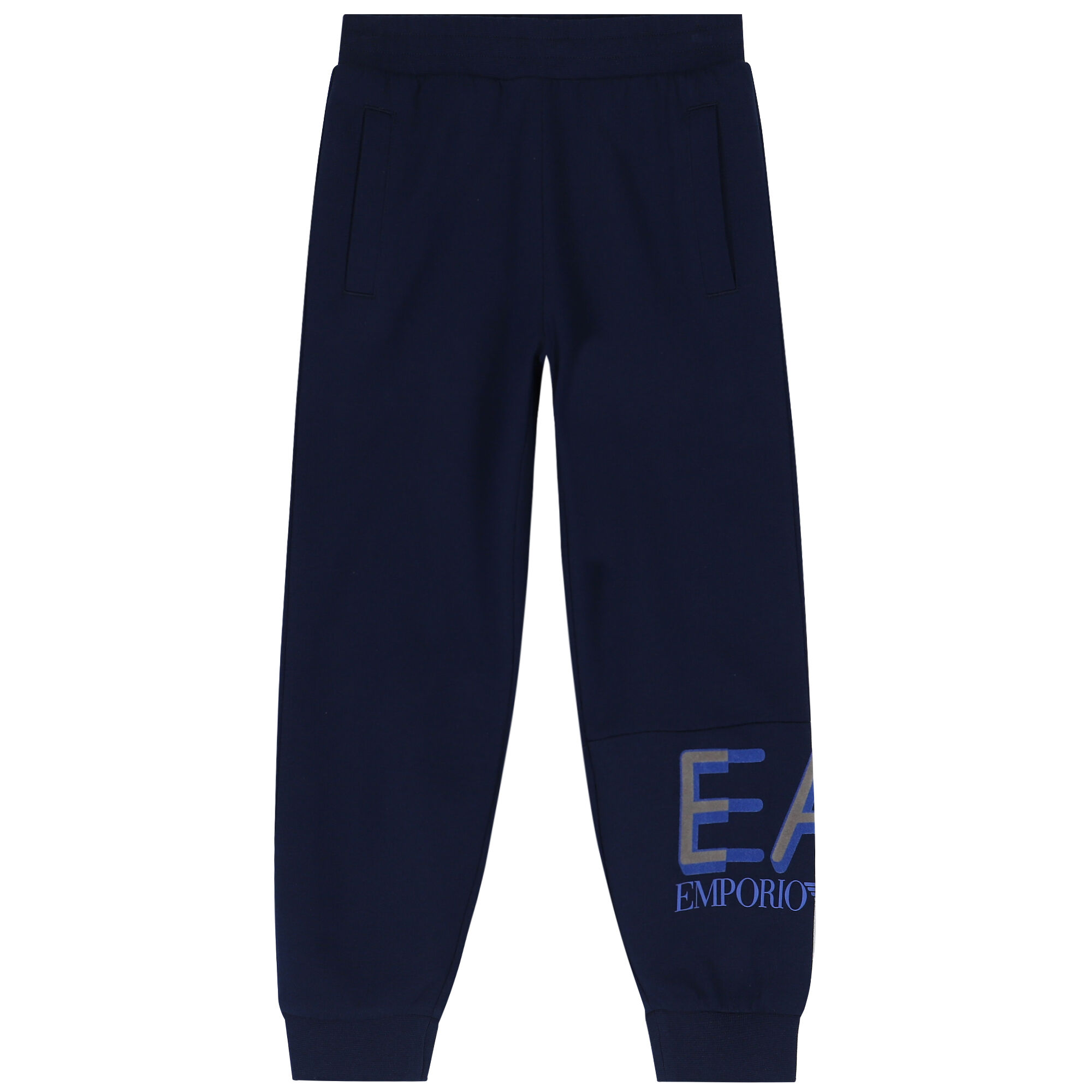 EA7 Emporio Armani Boys Navy Blue Logo Joggers Junior Couture