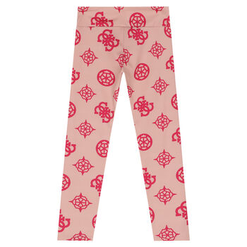 Girls Beige Logo Leggings