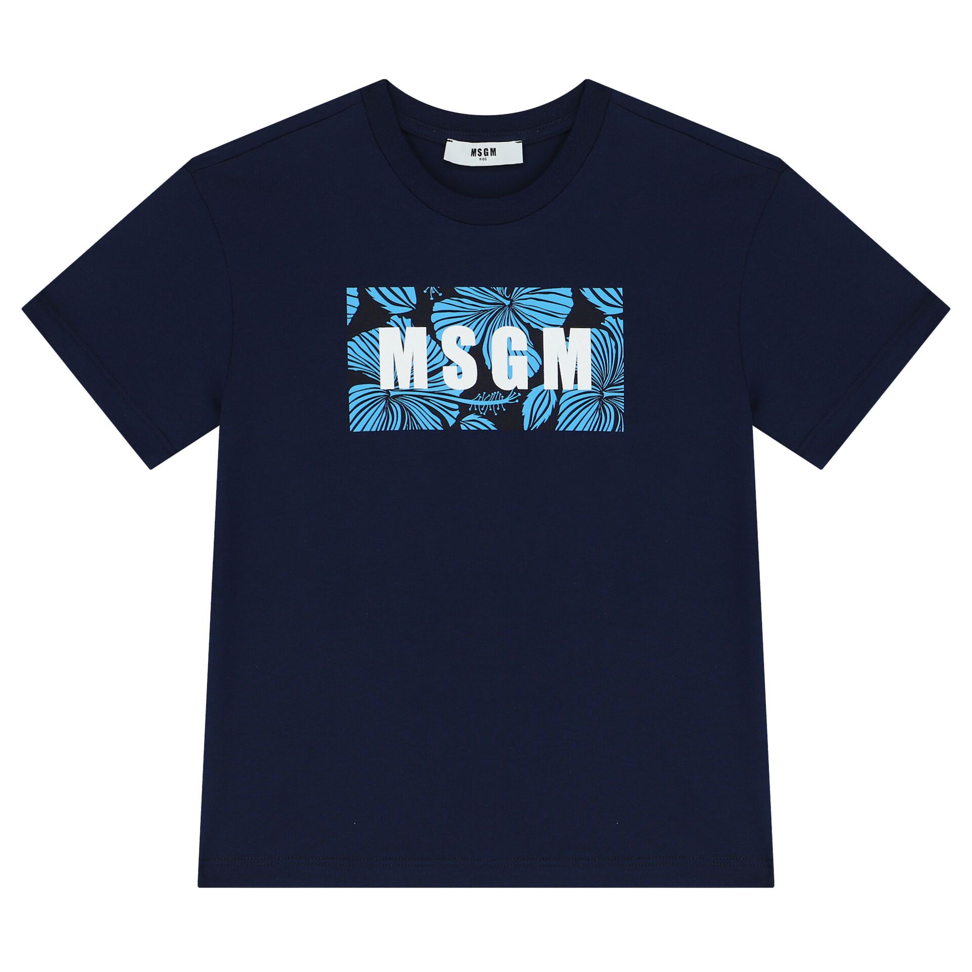 MSGM Boys Navy Blue Logo T Shirt Junior Couture