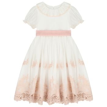 Girls White & Pink Floral Dress 
