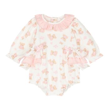 رومبير بطبعة تيدي باللون الأبيض للبنات