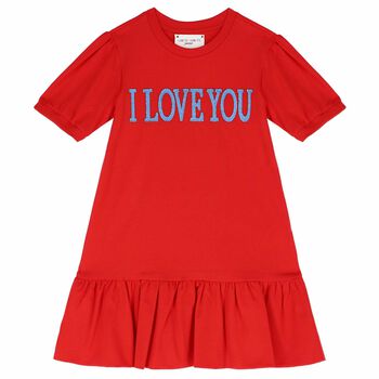 Girls Red Embroidered Dress