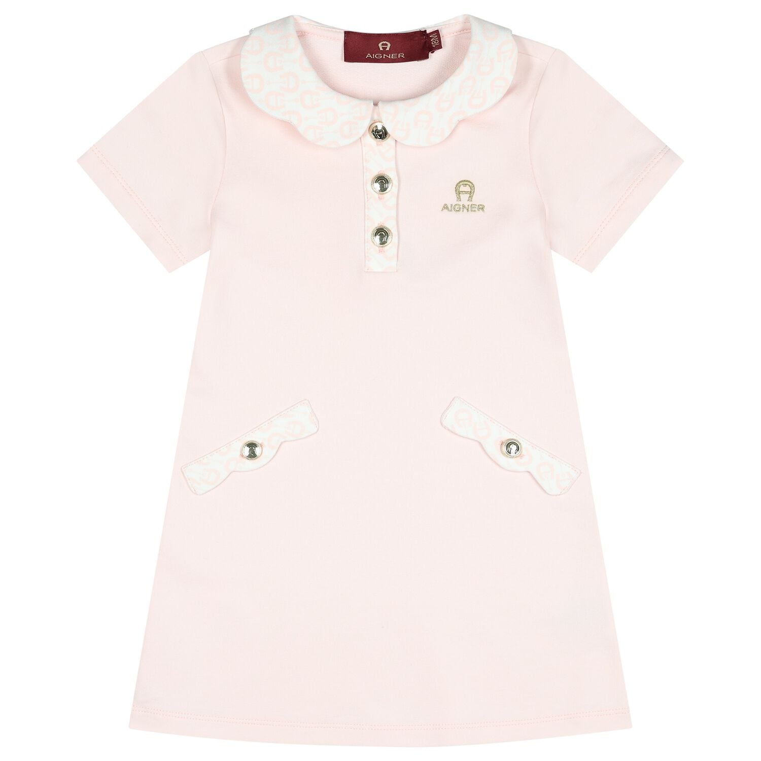 Younger Girls Pink Logo Dress, 1, hi-res