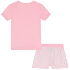 Girls Pink & White Logo Pyjamas, 1, hi-res