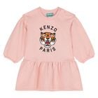 Younger Girls Pink Tiger Logo Dress, 1, hi-res