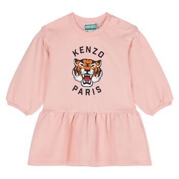 Younger Girls Pink Tiger Logo Dress