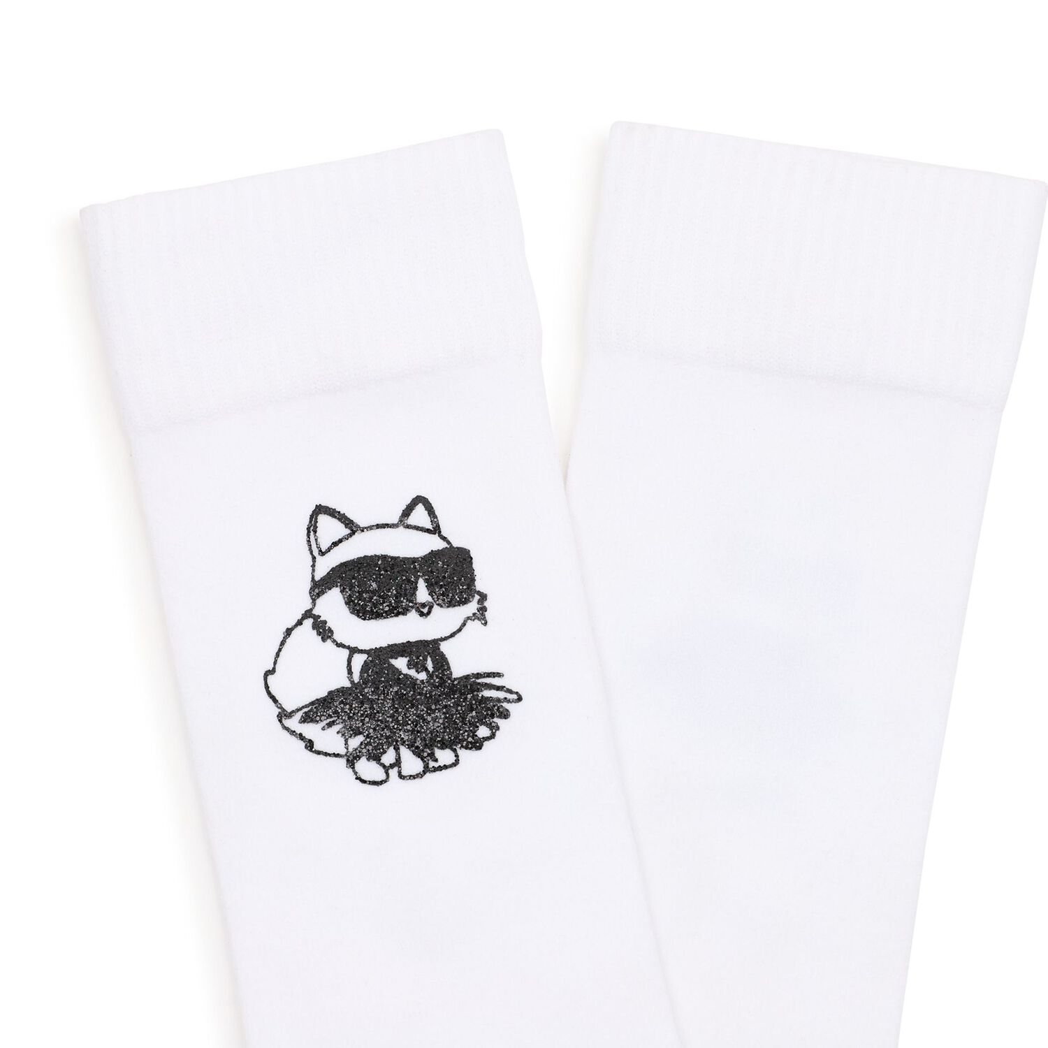 Girls White Choupette Logo Socks, 1, hi-res