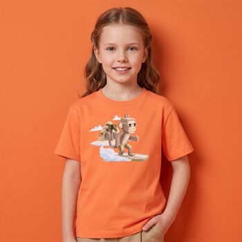 Boys Orange Monkey T-Shirt