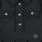Girls Black Satin Jacquard Logo Dress, 1, hi-res