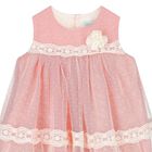 Younger Girls Ivory & Red Tulle Dress, 1, hi-res