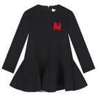 Girls Black Logo Scuba Dress, 1, hi-res