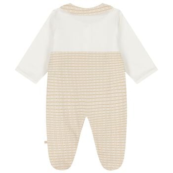 Baby Girls Ivory & Gold Logo Babygrow