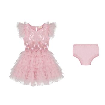 Baby Girls Pink Embellished Tulle Dress Set