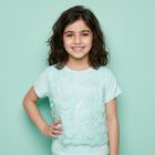 Girls Green Sequin Tulle Top, 1, hi-res