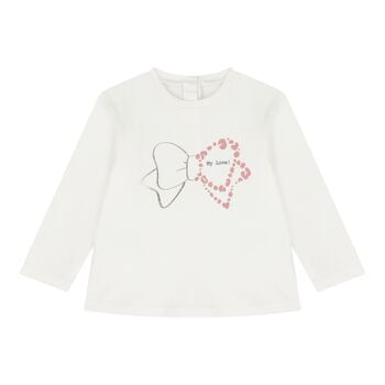Baby Girls Ivory Bow Long Sleeve Top