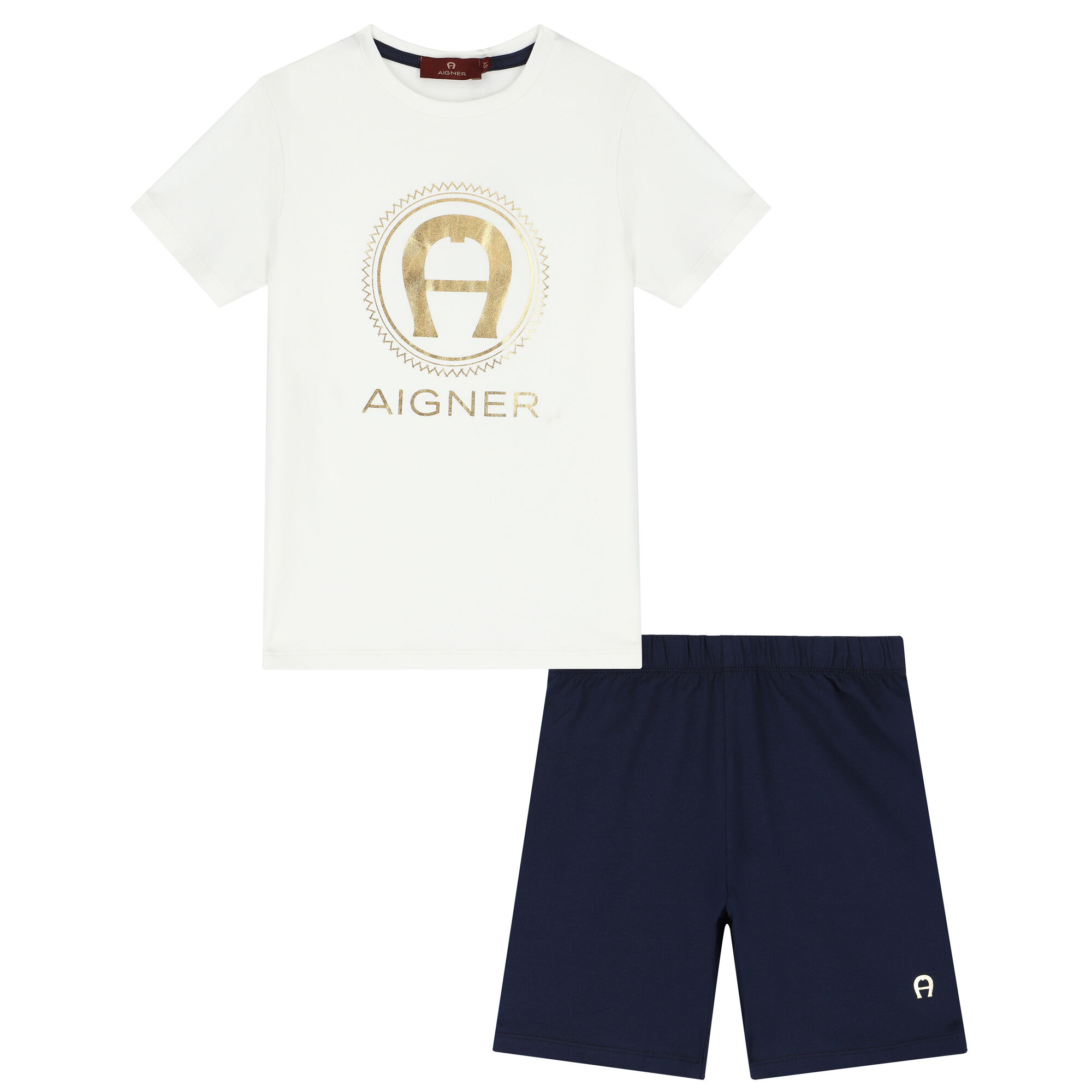 Aigner Boys Ivory Navy Short Pyjamas Junior Couture