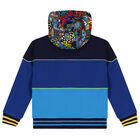 توب هودى أولاد بالشعار باللون الازرق, 1, hi-res