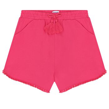 Girls Pink Fringe Shorts
