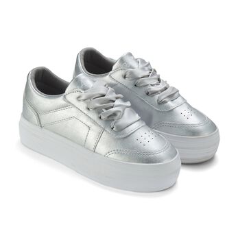 Girls Silver Logo Chunky Trainers