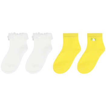 Baby Girls White & Yellow Socks ( 2-Pack )