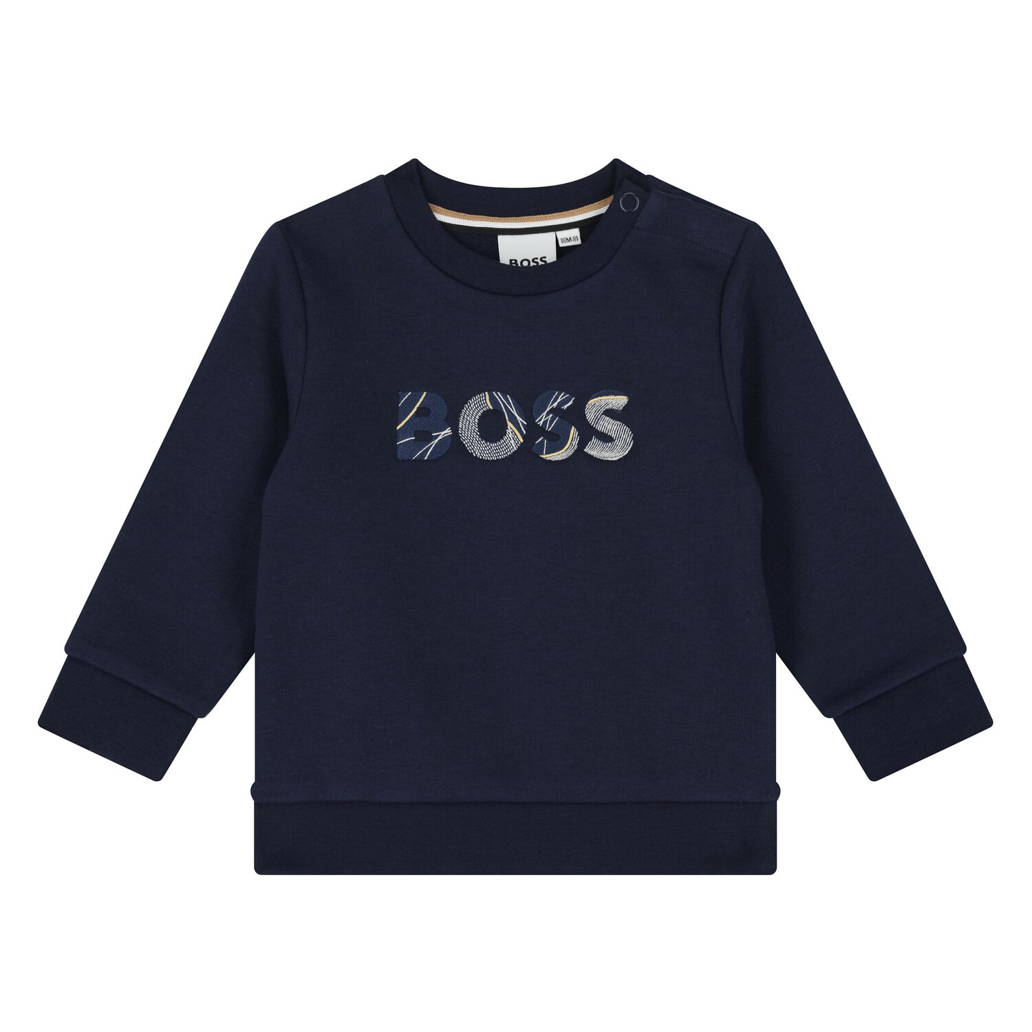 Younger Boys Navy Blue Logo Sweatshirt, 1, hi-res