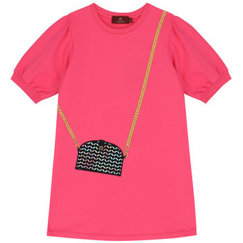 Girls Pink Logo Bag Dress