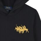 Boys Black Logo Hooded Top , 1, hi-res