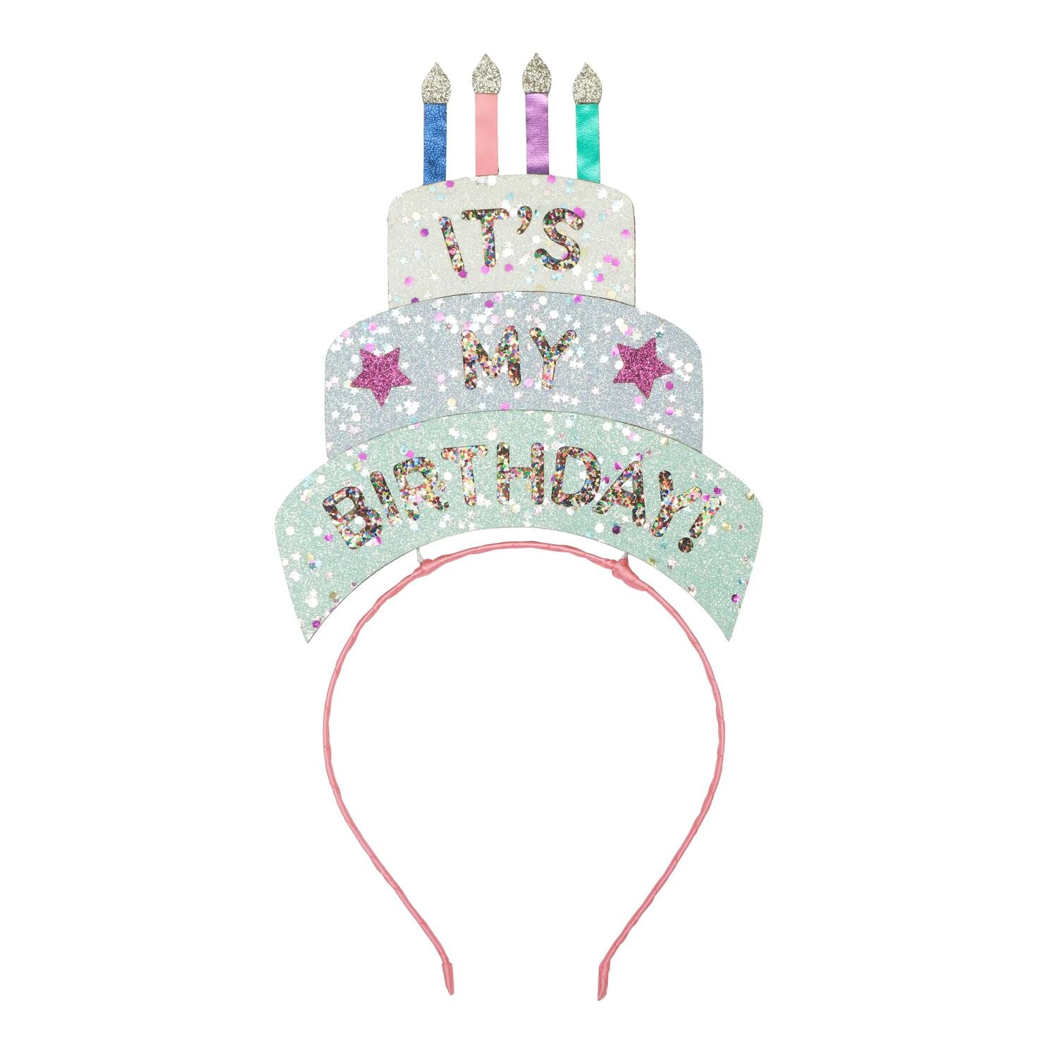 Girls Pink Birthday Cake Headband, 1, hi-res
