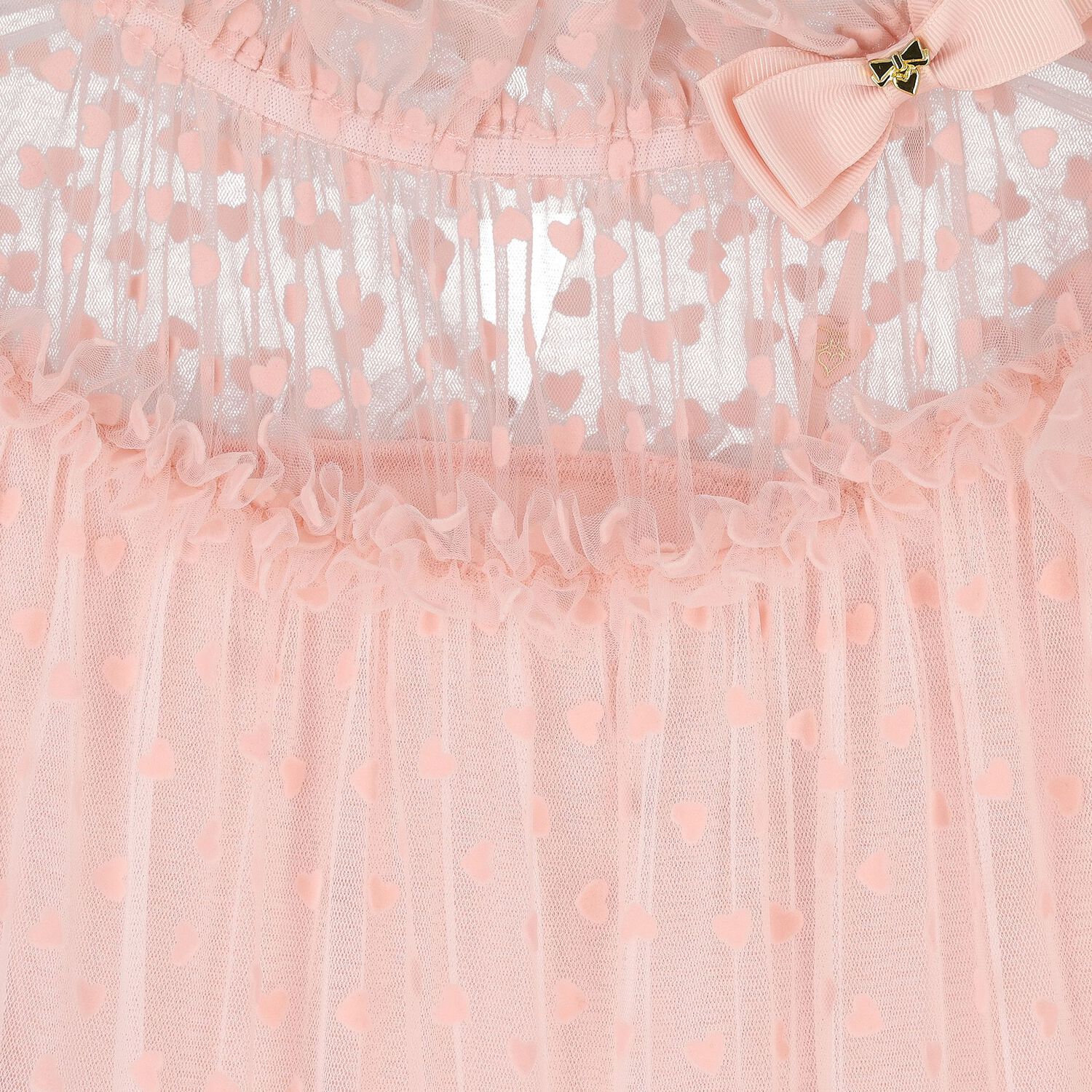 Girls Pink & White Heart Tulle Dress, 1, hi-res