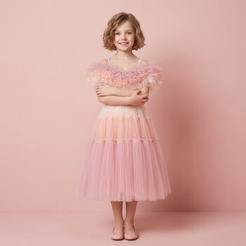 Girls Pink Tiered Tulle Dress