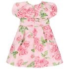 Girls Pink Logo Floral Dress, 1, hi-res