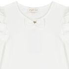Girls White Bow Long Sleeve Top, 1, hi-res