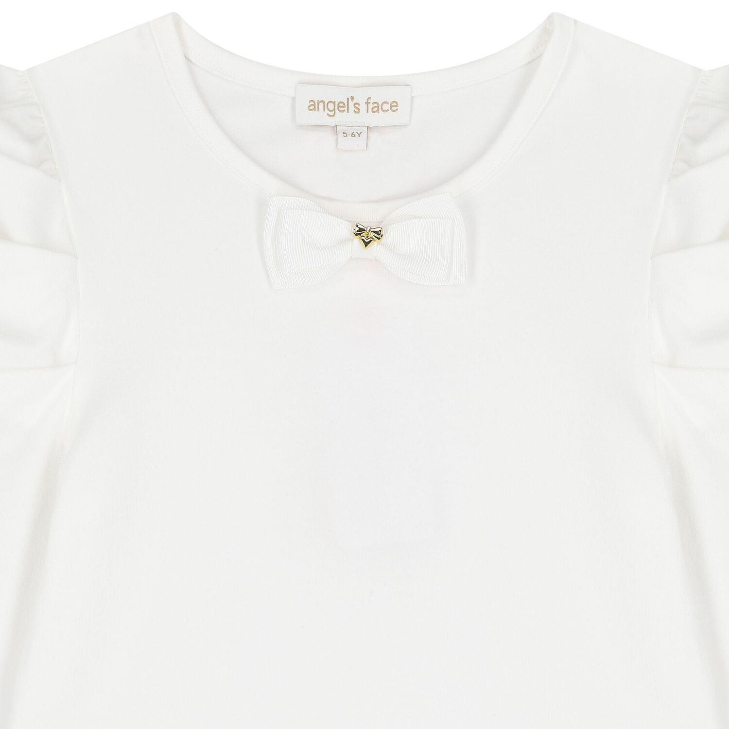 Girls White Bow Long Sleeve Top, 1, hi-res