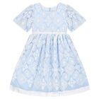 Girls Blue & White Embroidered Tulle Dress, 1, hi-res